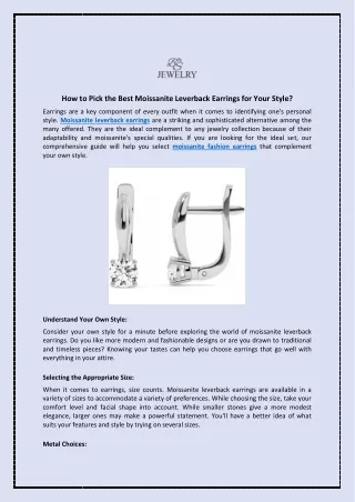 How to Pick the Best Moissanite Leverback Earrings for Your Style?