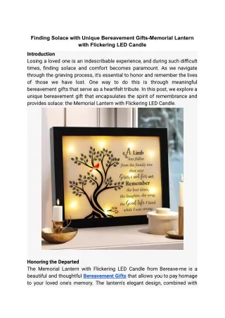 Finding Solace with Unique Bereavement Gifts_ Memorial Lantern with Flickering LED Candle