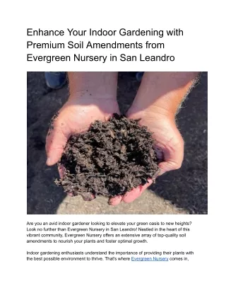 Enhance Your Indoor Gardening with Premium Soil Amendments from Evergreen Nursery in San Leandro