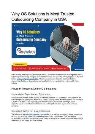 Why OS Solutions is Most Trusted Outsourcing Company in USA