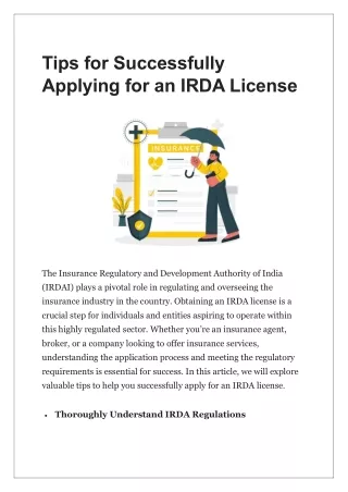Tips for Successfully Applying for an IRDA License