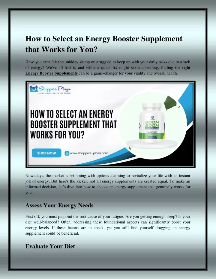 how to select an energy booster supplement that