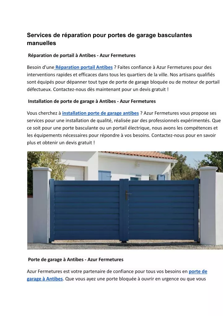 services de r paration pour portes de garage