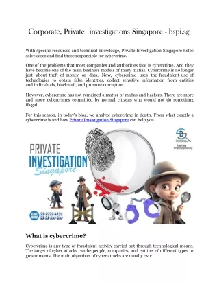 Corporate, Private  investigations Singapore - bspi.sg