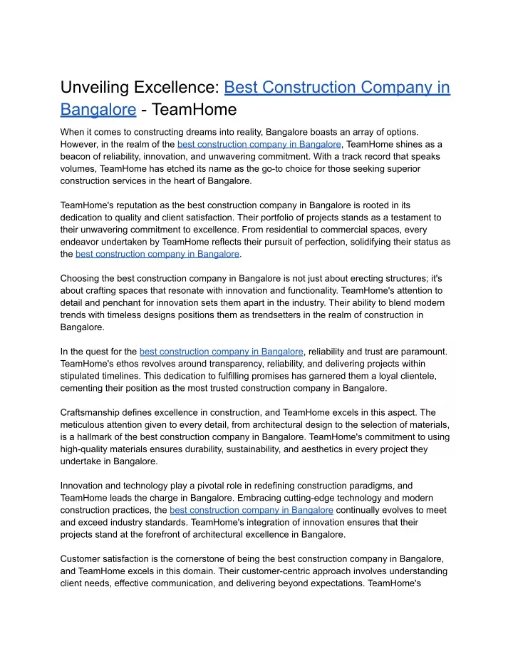 unveiling excellence best construction company