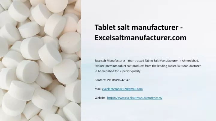 tablet salt manufacturer excelsaltmanufacturer com