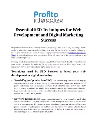 Essential SEO Techniques for Web Development and Digital Marketing Success