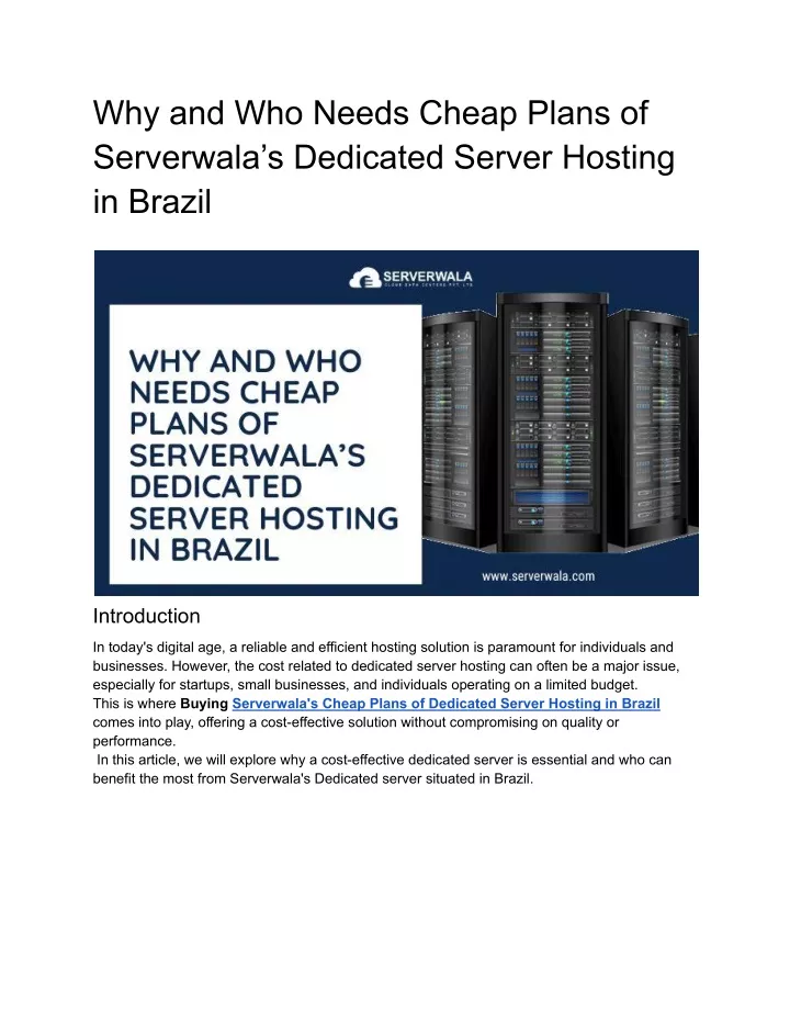 why and who needs cheap plans of serverwala