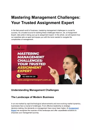 Mastering Management Challenges_ Your Trusted Assignment Expert