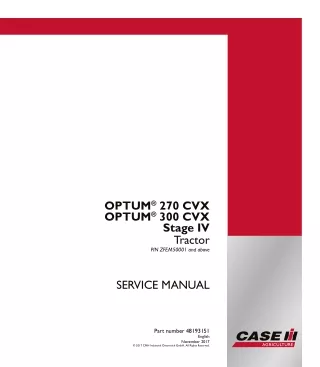 CASE IH OPTUM 300 CVX Stage IV Tractor Service Repair Manual (PIN ZFEM50001 and above)