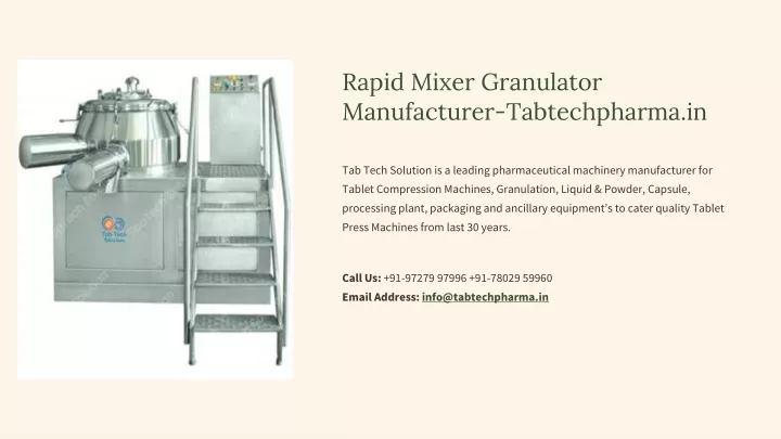rapid mixer granulator manufacturer tabtechpharma