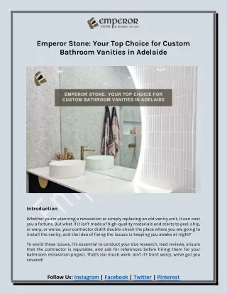 Your Top Choice for Custom Bathroom Vanities in Adelaide - Emperor Stone