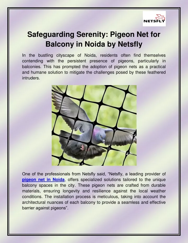 safeguarding serenity pigeon net for balcony