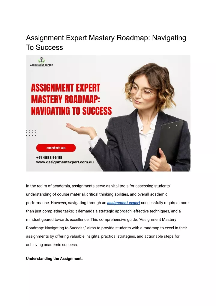 assignment expert mastery roadmap navigating