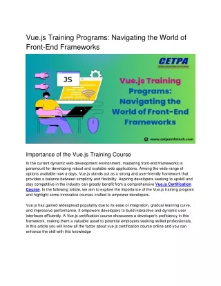 vue js training programs navigating the world