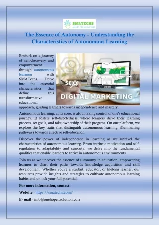 The Essence of Autonomy - Understanding the Characteristics of Autonomous Learning
