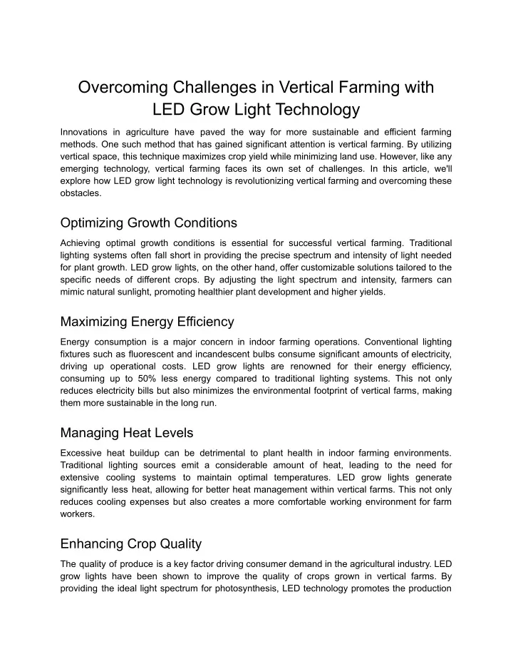 overcoming challenges in vertical farming with