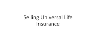 Selling Universal Life Insurance