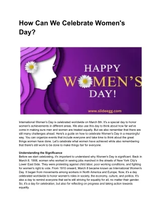 How Can We Celebrate Women's Day