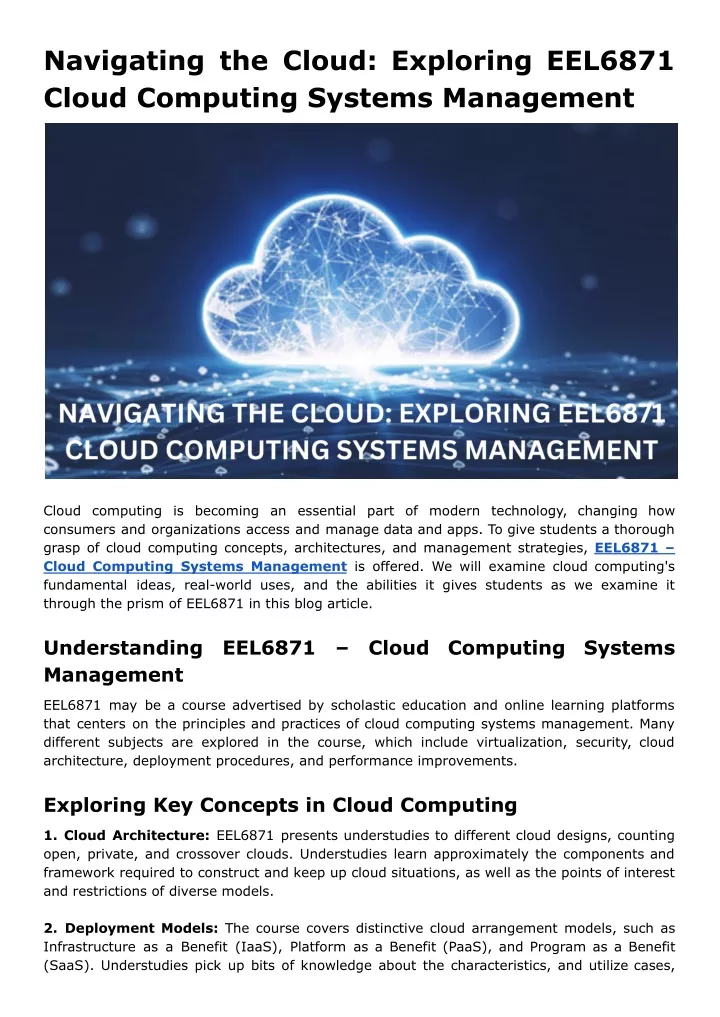 navigating the cloud exploring eel6871 cloud