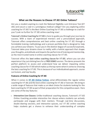 what are the reasons to choose iit jee online