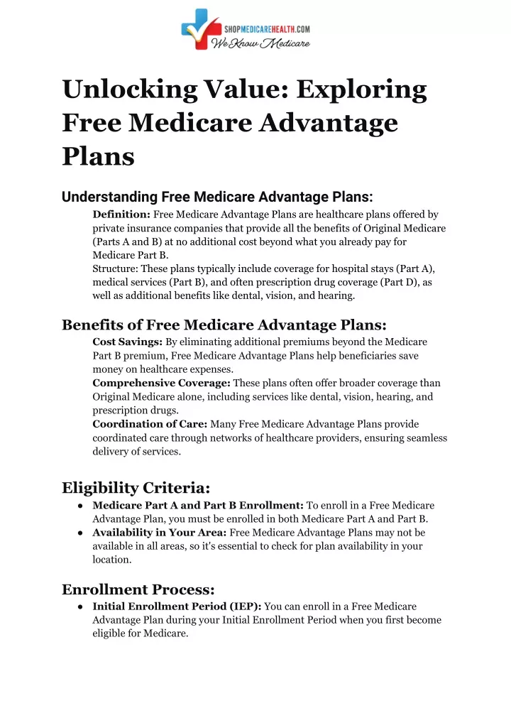 unlocking value exploring free medicare advantage