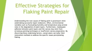 Effective Strategies for Flaking Paint Repair