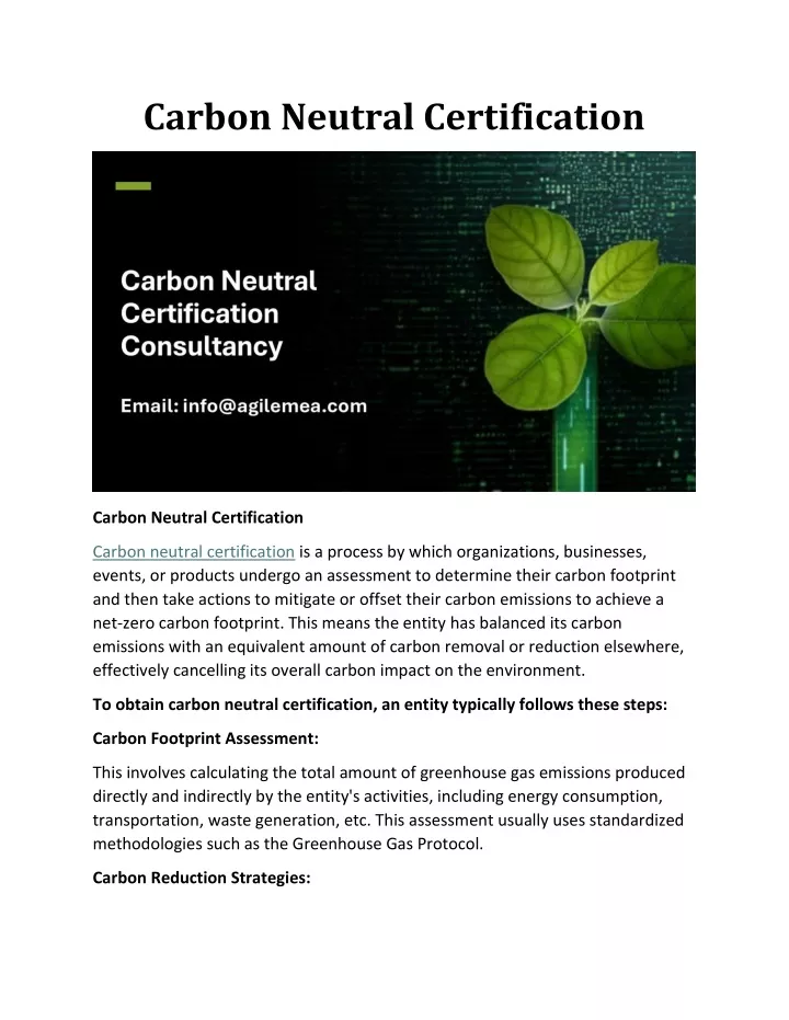 carbon neutral certification