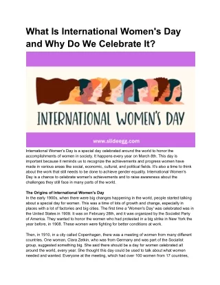 What Is International Women's Day and Why Do We Celebrate It