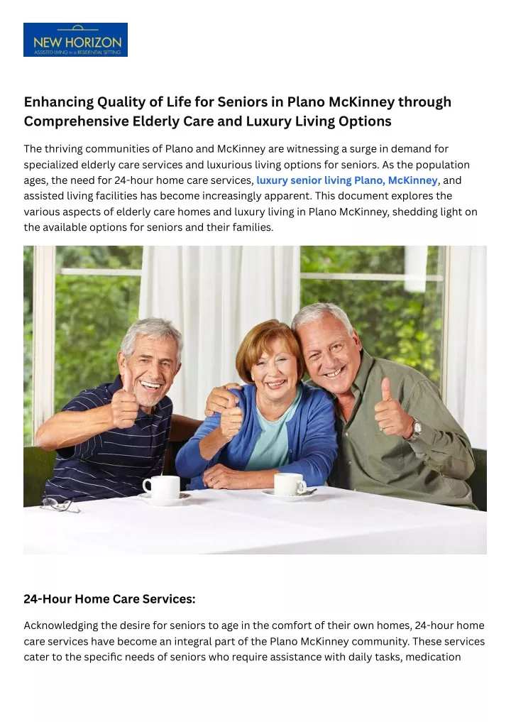 enhancing quality of life for seniors in plano