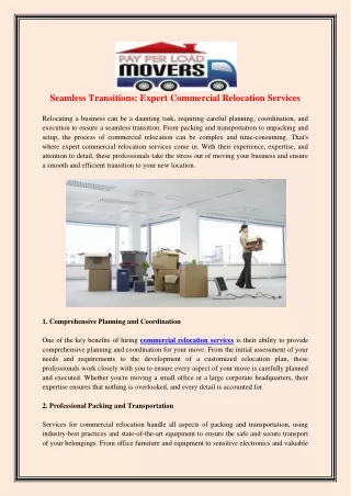 Seamless Transitions: Expert Commercial Relocation Services