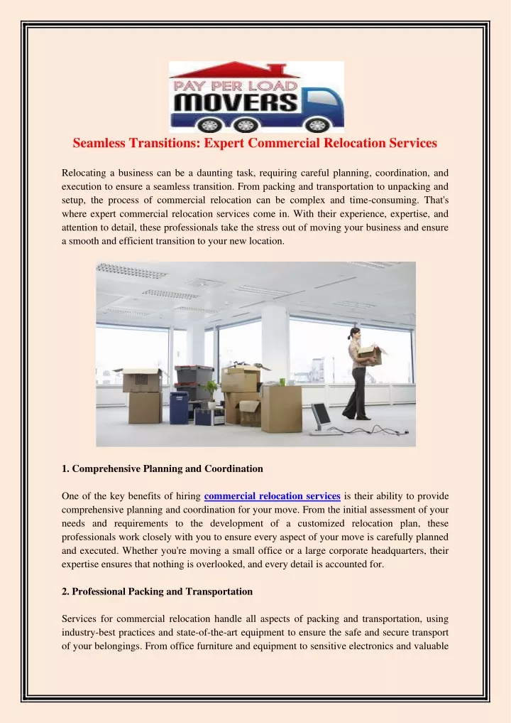 seamless transitions expert commercial relocation