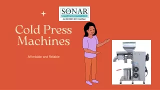 Sonar Appliances Get Cold Pressing Machines at the Best Price