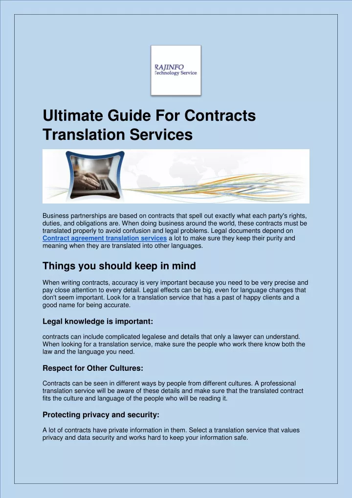 ultimate guide for contracts translation services