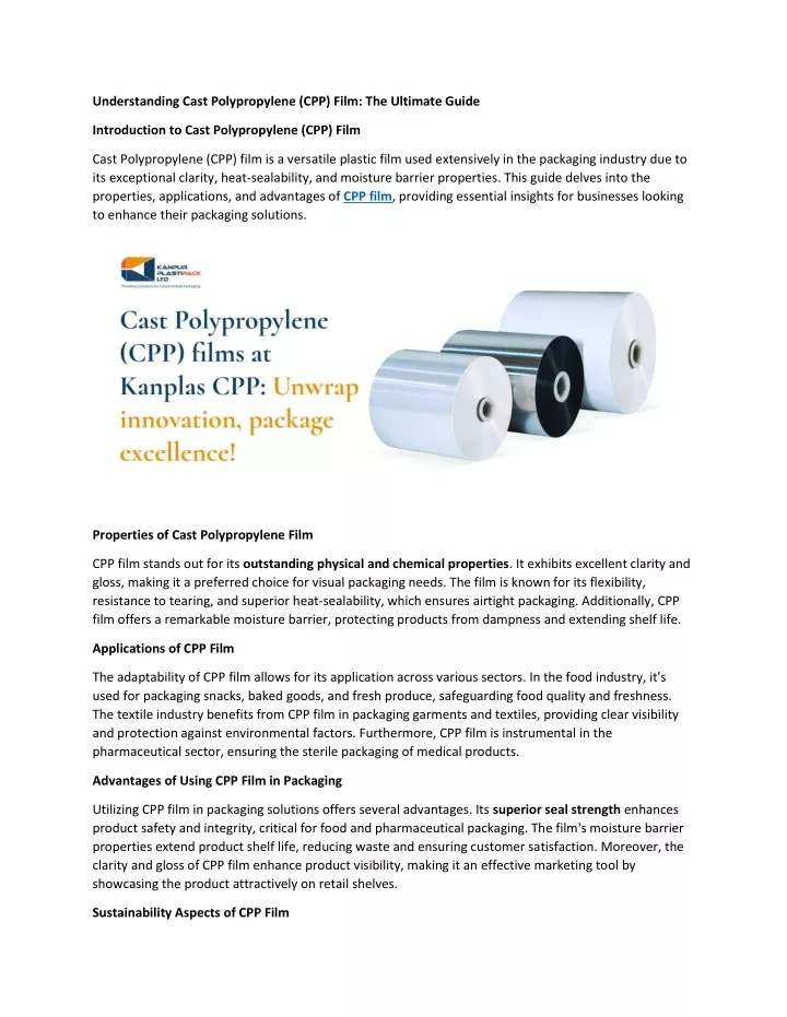 understanding cast polypropylene cpp film