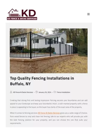Top Quality Fencing Installations in Buffalo, NY
