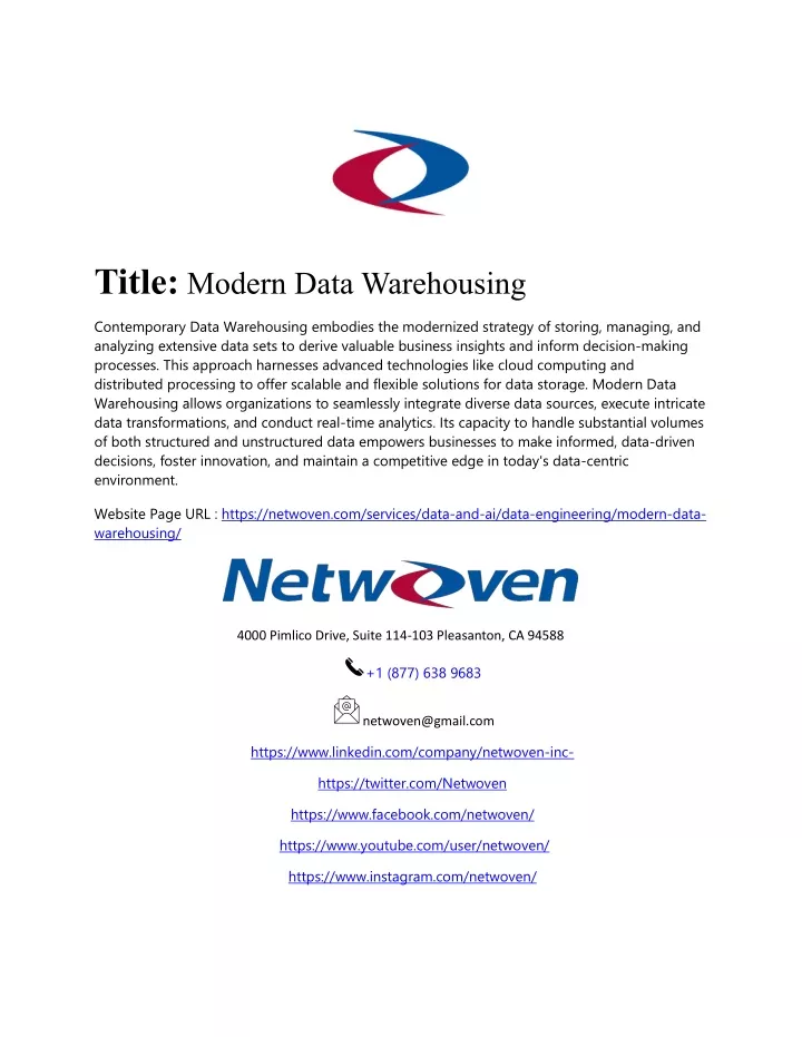 title modern data warehousing