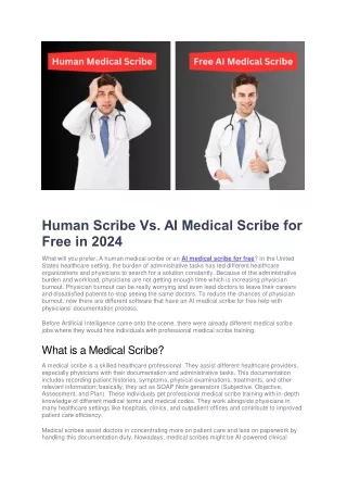 Human Scribe Vs. AI Medical Scribe for Free in 2024