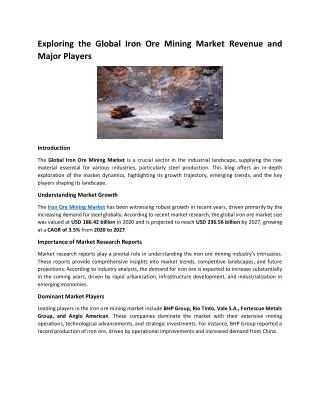 exploring the global iron ore mining market
