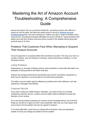 mastering the art of amazon account