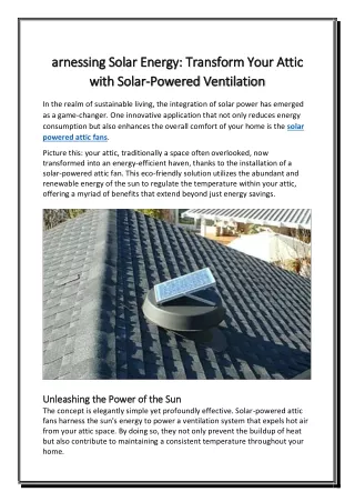 arnessing solar energy transform your attic