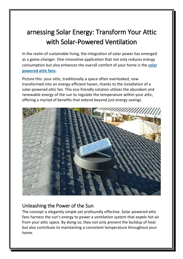 arnessing solar energy transform your attic