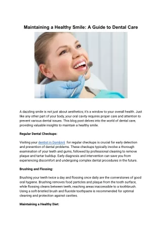 Maintaining a Healthy Smile_ A Guide to Dental Care