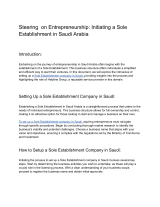 Steering on Entrepreneurship_ Initiating a Sole Establishment in Saudi Arabia