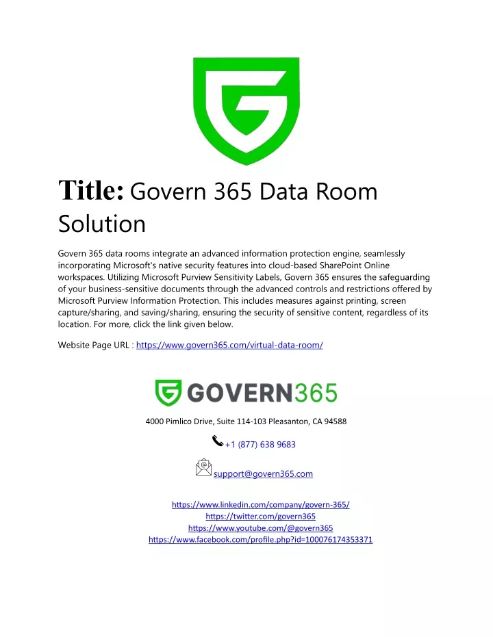 title govern 365 data room solution