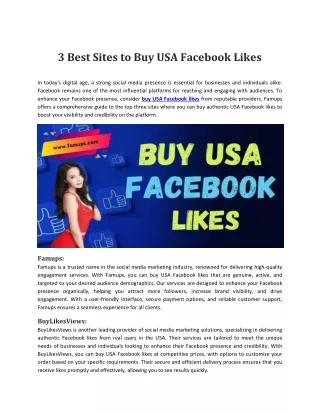 3 Best Sites to Buy USA Facebook Likes