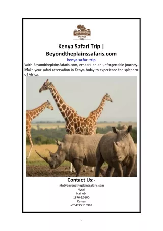 kenya safari trip beyondtheplainssafaris