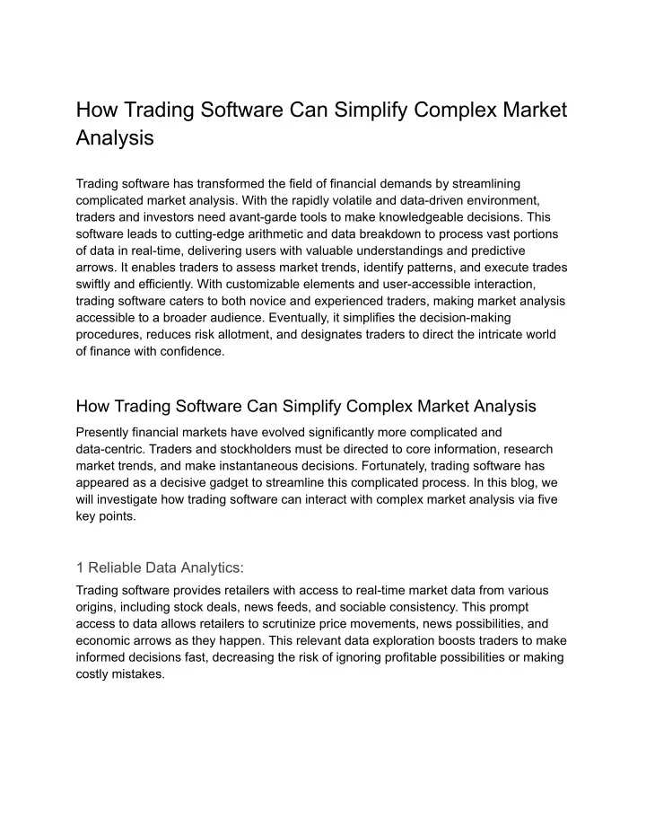 how trading software can simplify complex market