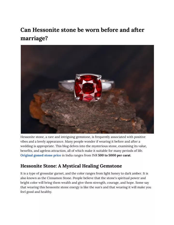 can hessonite stone be worn before and after