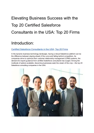 USA-Top 20 Certified Salesforce Consultants in the USA